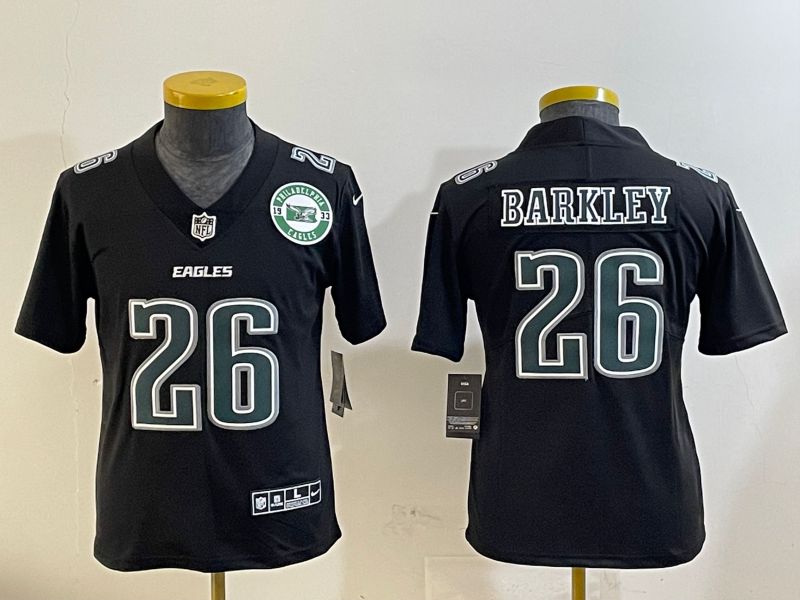 Youth Philadelphia Eagles 26 Barkley Black Fashion 2025 Nike Limited NFL Jersey style 7